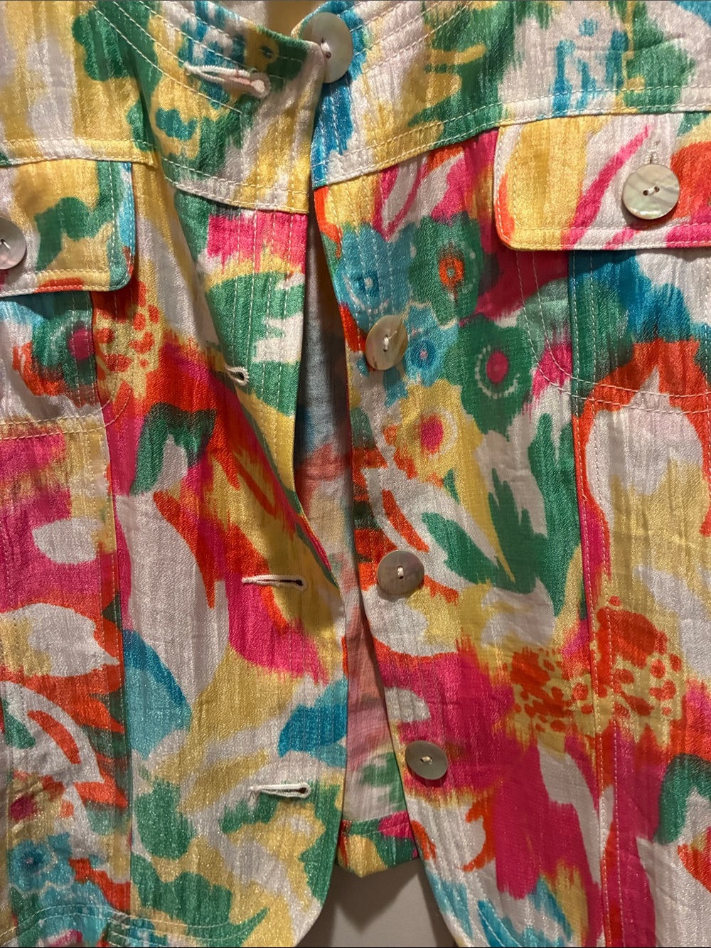 Ruby Rd. Multicolor Floral Button-Front Jean Jacket - Picture 4 of 10